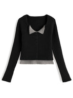Contrast Double Collar Rib Knit Top 撞色雙層領羅紋針織上衣 [th074] — image 4