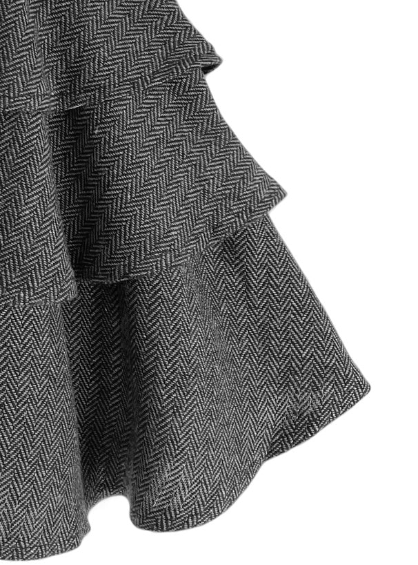 ai336 Herringbone Tiered Frill Mini Skirt 人字紋層次荷葉邊迷你裙 5