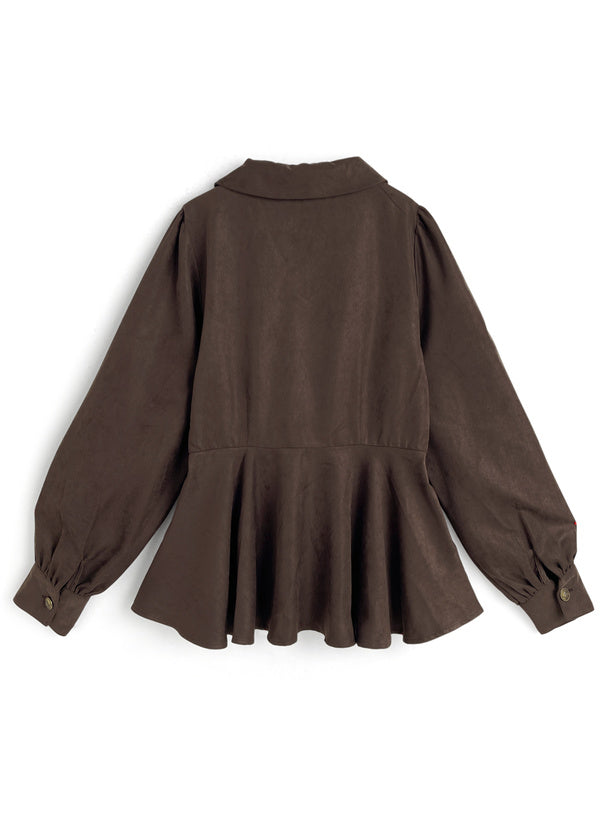 Double Button Peplum Blouse 雙鈕扣荷葉襬襯衫 [cc155b] – 5