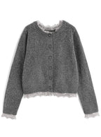 Lace Layered-Look Knit Cardigan 蕾絲假兩件針織開襟衫 [dpk504] 5