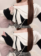 Rhinestone Bow Off-Shoulder Knit Top 水鑽蝴蝶結露肩針織上衣 [dr850a] 5