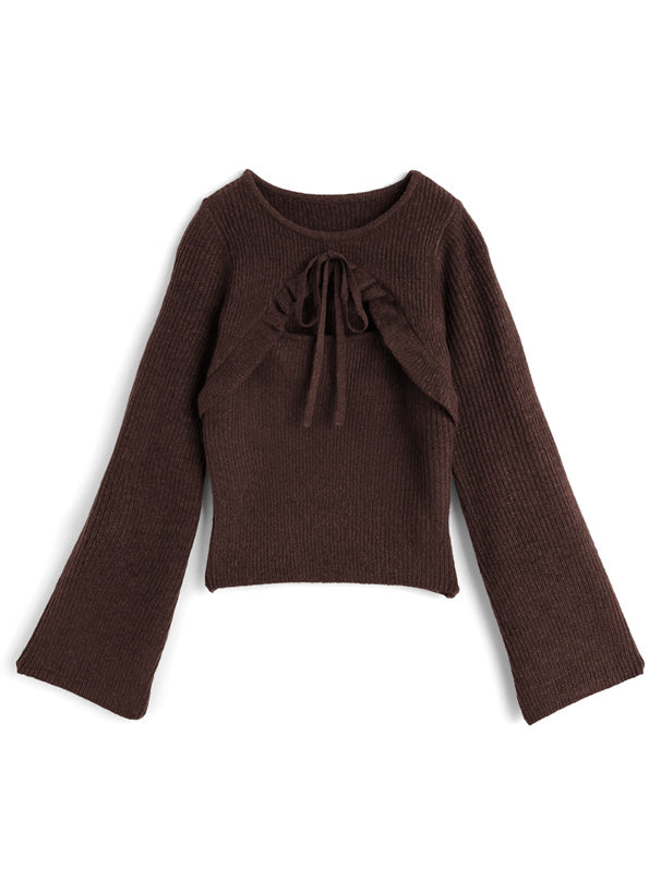 Cutout Ribbon Knit Top 鏤空蝴蝶結針織上衣 [gf111] 5