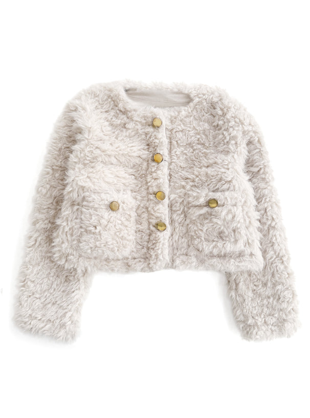 GRL on326 Gold Button Faux Shearling Jacket 金色鈕扣仿羊羔絨外套 — 5