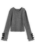 Ribbon Lace Rib Knit Top 蝴蝶結蕾絲羅紋針織上衣 [pm791a] — 5