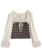 GRL ru1815 layered-look faux-fur trim top — image 5