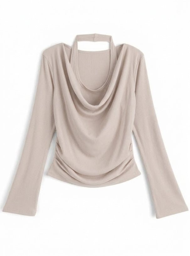 Halter Neck Layered Look Drape Top 掛頸假兩件垂墜上衣 [ru1997] — 5