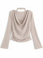 Halter Neck Layered Look Drape Top 掛頸假兩件垂墜上衣 [ru1997] — 5