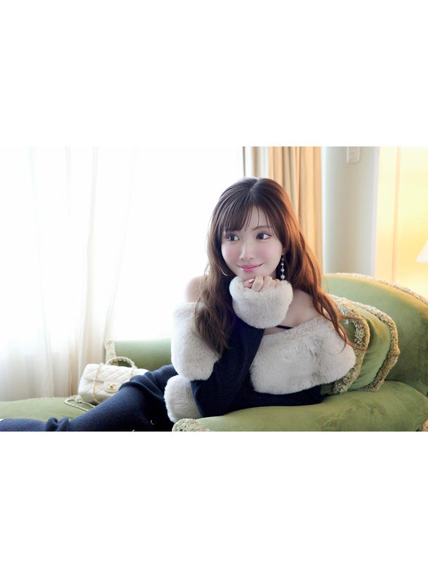 Faux Fur Trim Off-Shoulder Mermaid Knit Dress 仿毛皮拼接露肩魚尾針織連身裙 [ru1850] — 6