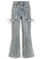 Side Cutout Ribbon Flared Jeans 側鏤空蝴蝶結喇叭牛仔褲 [cu578] 6