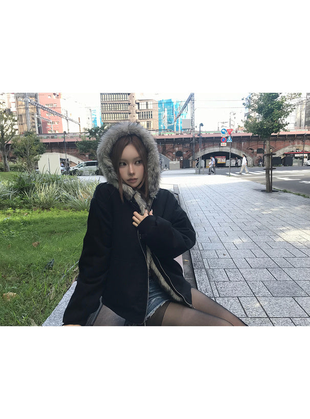 Faux Fur Hooded Padded Jacket 仿毛連帽鋪棉外套 [fu373] — 6