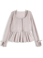 GRL gn637 Shaggy Frill Camisole & Cardigan Set 毛絨荷葉襬吊帶背心與開襟衫套裝 — 6