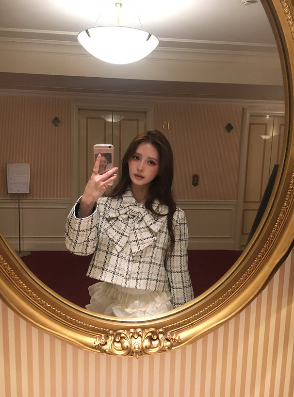 GRL gn649 Bow Tweed Check Jacket 蝴蝶結格紋斜紋軟呢風外套 6