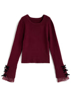 Ribbon Lace Rib Knit Top 蝴蝶結蕾絲羅紋針織上衣 [pm791a] — 6