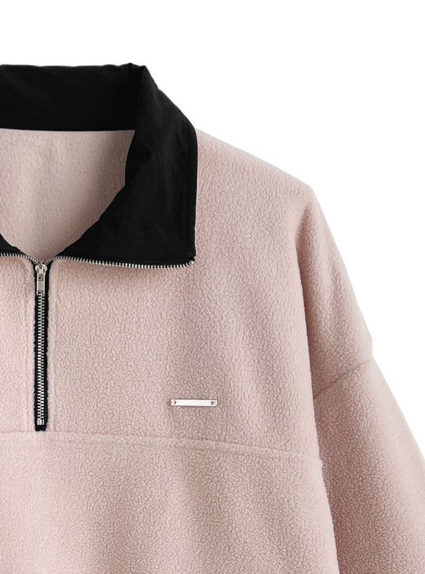 Contrast Half-Zip Fleece Top 撞色半拉鍊刷毛上衣 [pm932] — 6