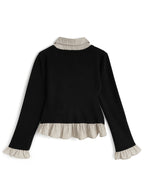Striped Shirt Layered Ribbon Knit Top 條紋襯衫假兩件蝴蝶結針織上衣 [ru1591] 6