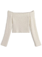Off Shoulder Shaggy Knit Top 露肩毛絨針織上衣 [th083] — 6