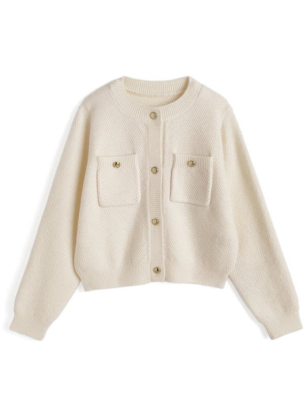 Gold-Button Knit Cardigan 金色鈕扣針織開襟衫 [fo2353] 7
