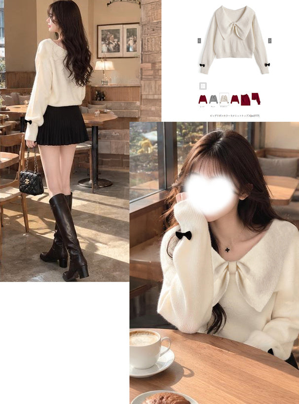 Big Bow Collar Glitter Knit Top 大蝴蝶結領亮蔥針織上衣 [ac2777] 7