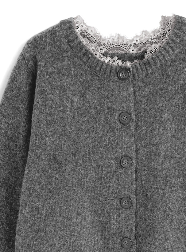 Lace Layered-Look Knit Cardigan 蕾絲假兩件針織開襟衫 [dpk504] 7