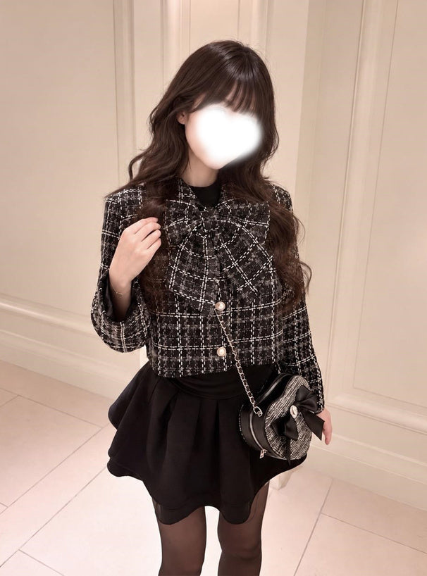 GRL gn649 Bow Tweed Check Jacket 蝴蝶結格紋斜紋軟呢風外套 7