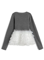 Tulle Peplum Knit Top 薄紗拼接荷葉襬針織上衣 [lt198] – 7