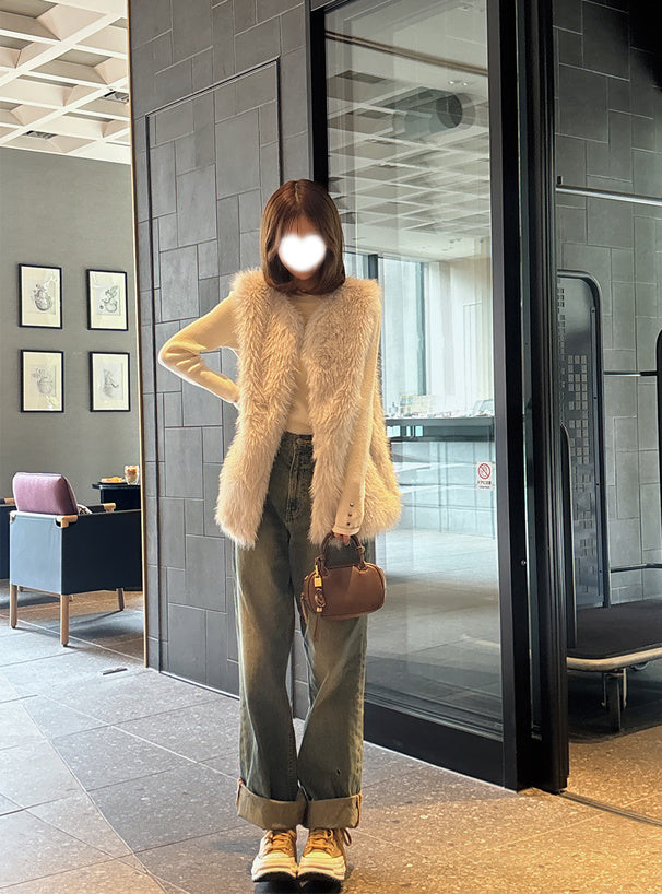 Shimmer Shaggy Faux Fur Vest 閃亮長毛仿皮草背心 [pm1007]
