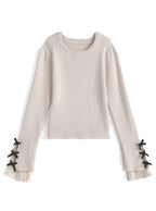 Ribbon Lace Rib Knit Top 蝴蝶結蕾絲羅紋針織上衣 [pm791a] — 7