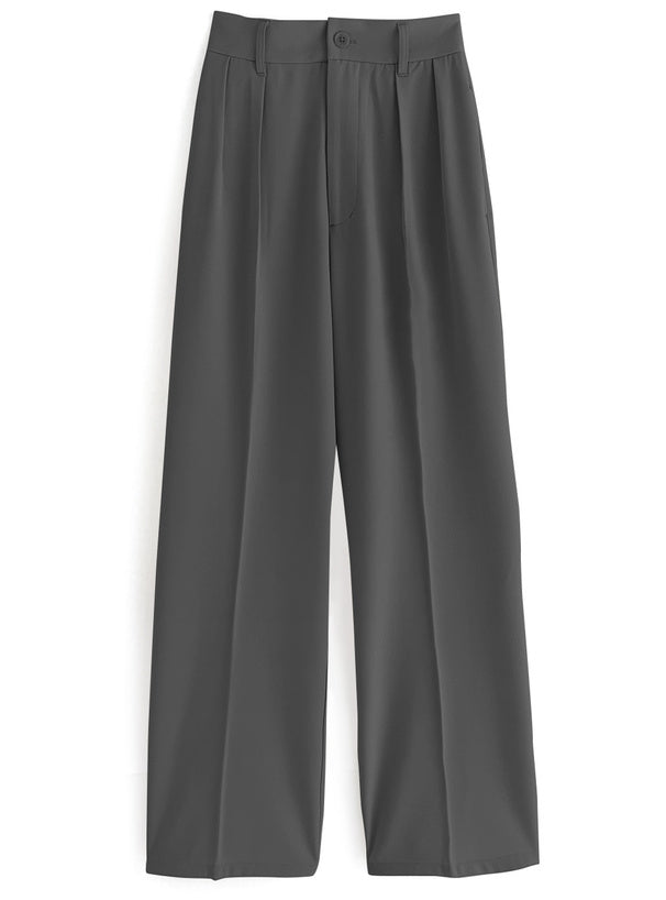 GRL ai38 center-crease pleated wide-leg trousers 中線壓褶打褶寬腿長褲 — 8