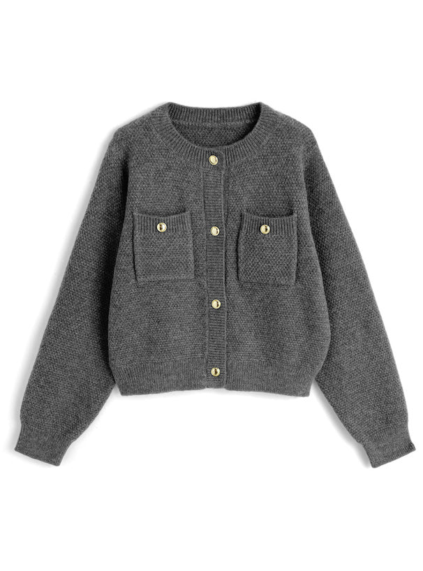 Gold-Button Knit Cardigan 金色鈕扣針織開襟衫 [fo2353] 8