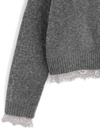 Lace Layered-Look Knit Cardigan 蕾絲假兩件針織開襟衫 [dpk504] 8