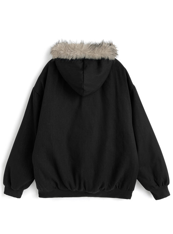 Faux Fur Hooded Padded Jacket 仿毛連帽鋪棉外套 [fu373] — 8
