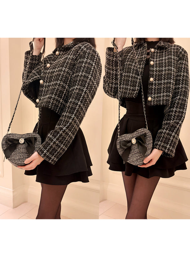 GRL gn649 Bow Tweed Check Jacket 蝴蝶結格紋斜紋軟呢風外套 8