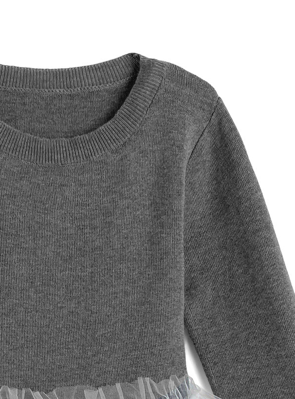 Tulle Peplum Knit Top 薄紗拼接荷葉襬針織上衣 [lt198] – 8