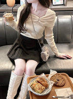 pm830 Bow and Rhinestone Off-Shoulder Rib Knit Top 蝴蝶結水鑽露肩羅紋針織上衣 — 8