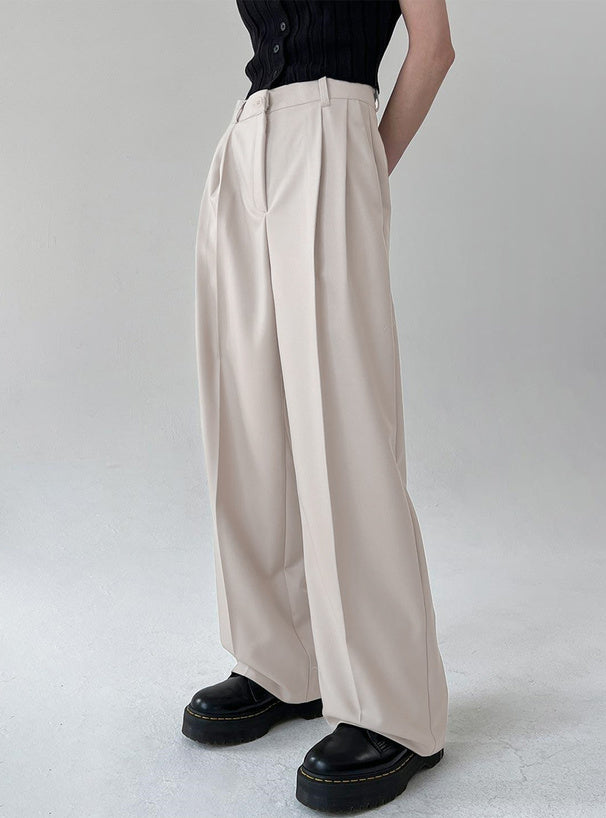 GRL ai38 center-crease pleated wide-leg trousers 中線壓褶打褶寬腿長褲 — 9