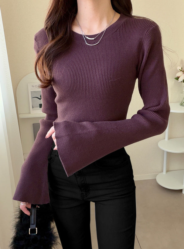 Ribbed Flare Sleeve Knit Top 羅紋喇叭袖針織上衣 [ai249] – image 9