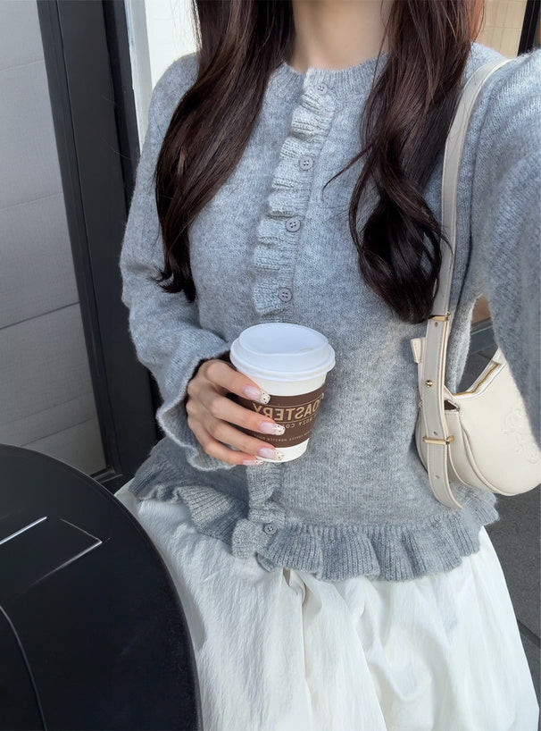 Ruffle Knit Cardigan 荷葉邊針織開襟外套 [fo2399] — 9