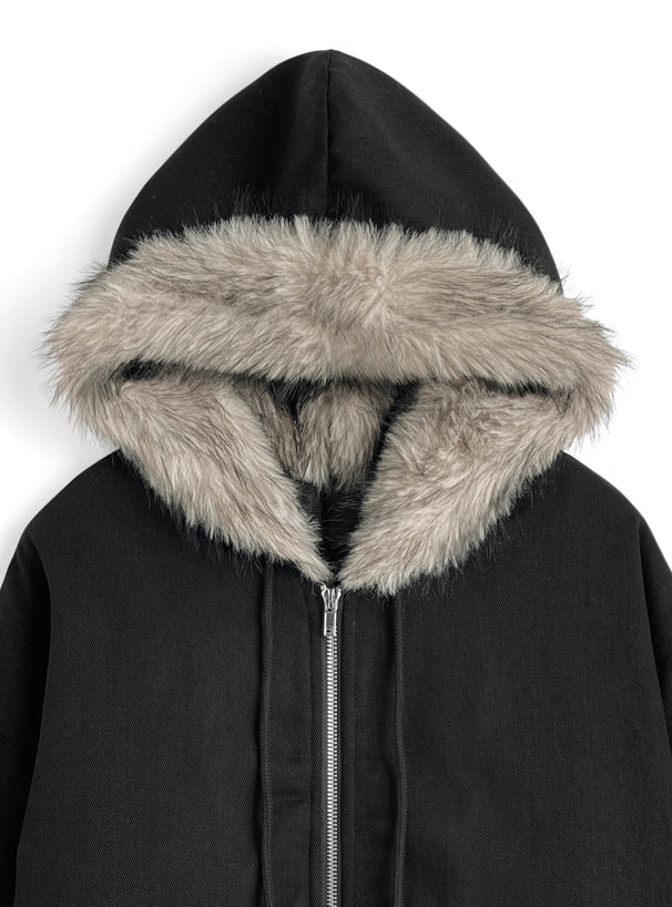 Faux Fur Hooded Padded Jacket 仿毛連帽鋪棉外套 [fu373] — 9