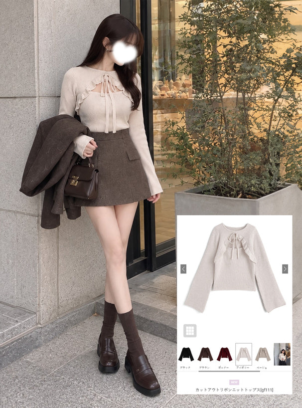 Cutout Ribbon Knit Top 鏤空蝴蝶結針織上衣 [gf111] 9