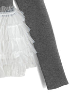 Tulle Peplum Knit Top 薄紗拼接荷葉襬針織上衣 [lt198] – 9