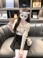 pm830 Bow and Rhinestone Off-Shoulder Rib Knit Top 蝴蝶結水鑽露肩羅紋針織上衣 — 9