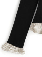 Striped Shirt Layered-Look Ribbon Knit Top 條紋襯衫假兩件蝴蝶結針織上衣 [ru1591] 9