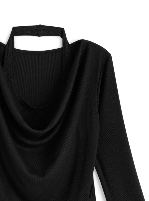 Halter Neck Layered Look Drape Top 掛頸假兩件垂墜上衣 [ru1997] — 9
