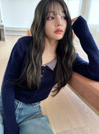 Contrast Double Collar Rib Knit Top 撞色雙層領羅紋針織上衣 [th074] — image 9