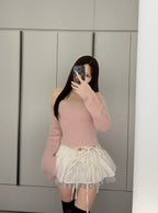 Off Shoulder Shaggy Knit Top 露肩毛絨針織上衣 [th083] — 9