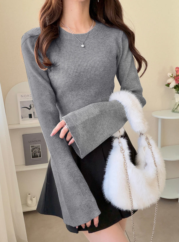 Ribbed Flare Sleeve Knit Top 羅紋喇叭袖針織上衣 [ai249] – image 10