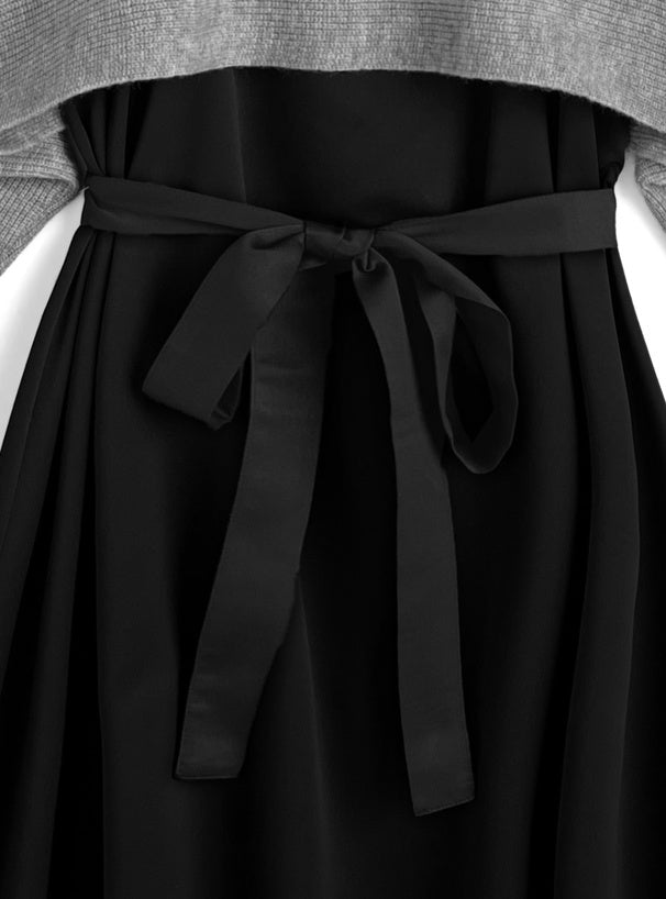 GRL dr883 cross rib knit top and sleeveless flared dress set / 交叉羅紋針織上衣與無袖傘襬洋裝套裝