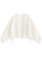 Pearl Detail Side Drawstring Sweatshirt Top 珍珠側抽繩衛衣上衣 [fu75] 10