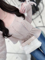 GRL gn637 Shaggy Frill Camisole & Cardigan Set 毛絨荷葉襬吊帶背心與開襟衫套裝 — 10