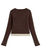 Contrast Double Collar Rib Knit Top 撞色雙層領羅紋針織上衣 [th074] — image 10